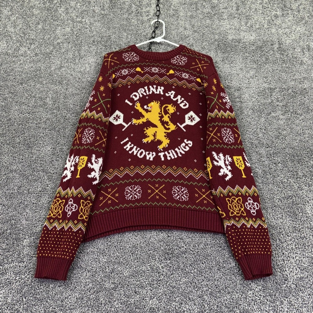 Game Of Thrones Sweater Mens XL Red Tyrion Lannister Ugly Christmas I Drink